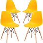 Poly and Bark Modern Mid-Century Side Chair with Natural Wood Legs for Kitchen, Living Room and Dining Room, Yellow (Set of 4)