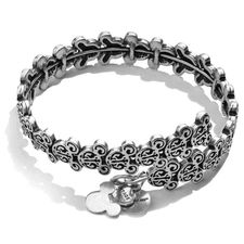  Mickey Mouse Filigree Gypsy Wrap Bracelet - Rafaelian Silver Finish