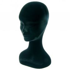 Female Polystyrene Mannequin Heads - Black Flocked