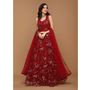 Red Floral Embroidered Lehe...