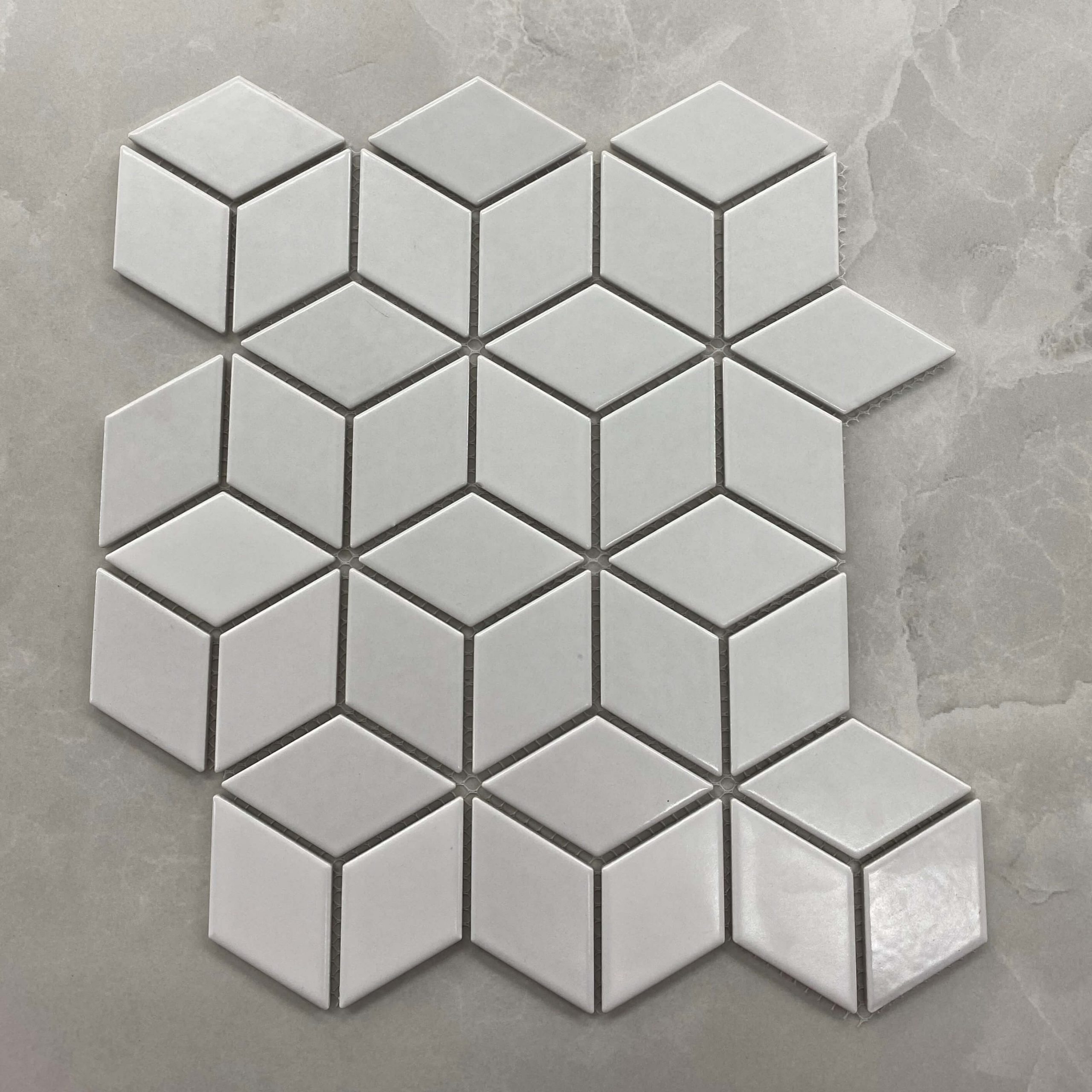 3D Effect Diamond White Gla...