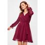 Women's Belted Claret Red Dress