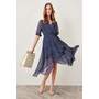 Women's Belted Striped Blue Dress