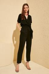 Women's Belted Black Overall
