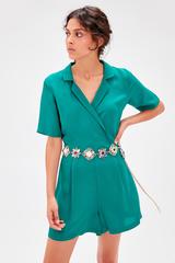 Women's Wrap Collar Emerald...
