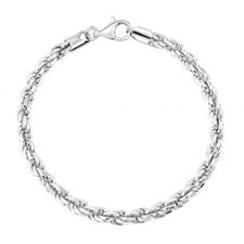 Sterling Silver 4.7mm Diamond Cut Rope Link Bracelet