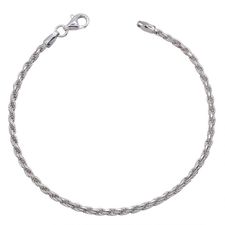 Sterling Silver 2.3mm Diamond Cut Rope Link Bracelet