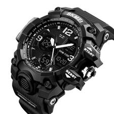 Denim Style Waterproof Dual Display Men Sports Digital Quartz Wristwatches