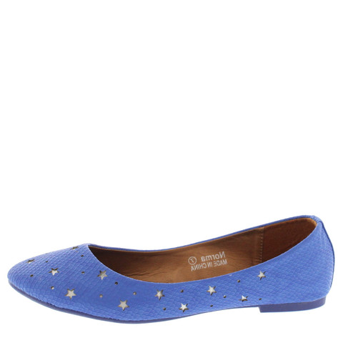 Norma Royal Blue Flat Blue Flat Slide with Star cut-outs