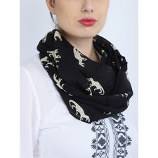 Marigold Black With Animal Printed Loop/Scarf For Women’s & Girl’s