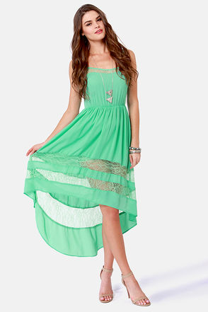 Pretty Mint Dress - Lace Dress - High-Low Dress - $59.00