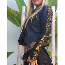 Leather Jacket with Serpent Print