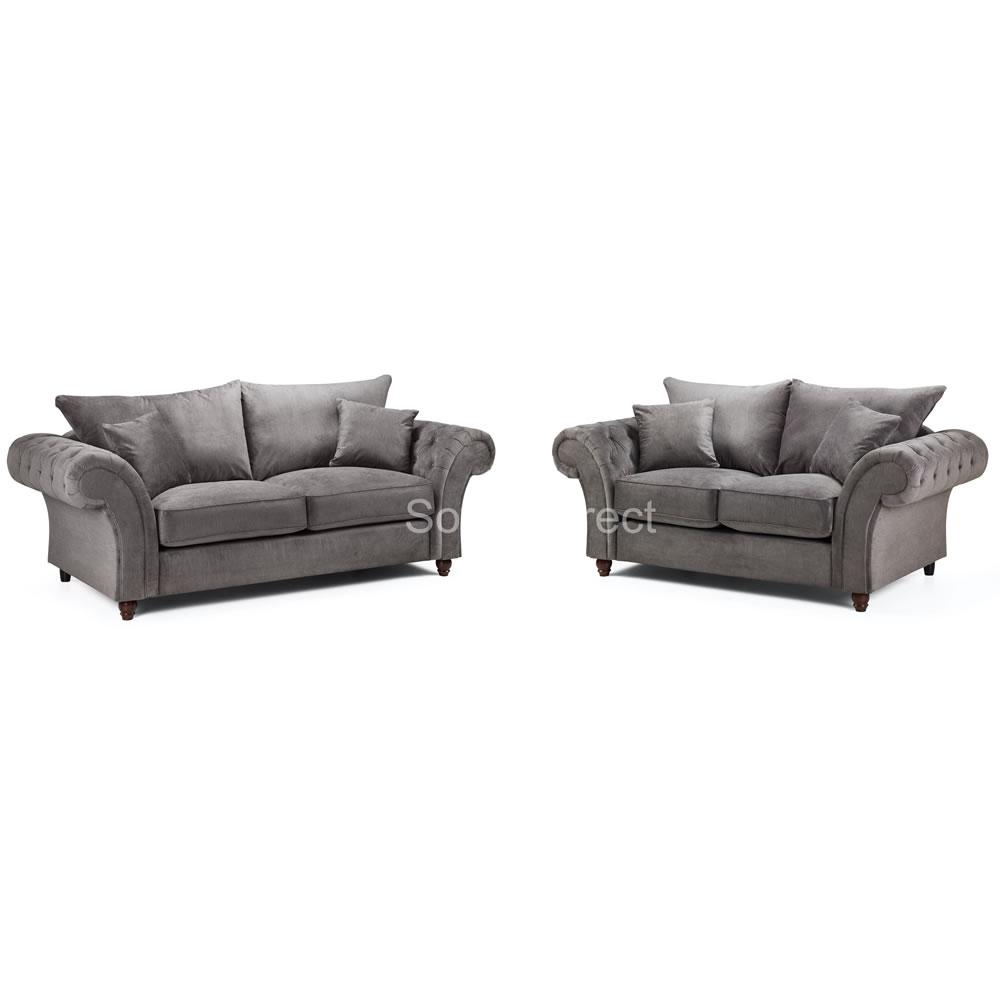 2 Piece Grey Fabric Sofa Se...