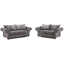 2 Piece Grey Fabric Sofa Set - SD123