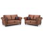 Tan Leather Two Piece Sofa Set - SD099