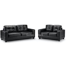 2 & 3 Seat Black Leather Sofa Set - SD124
