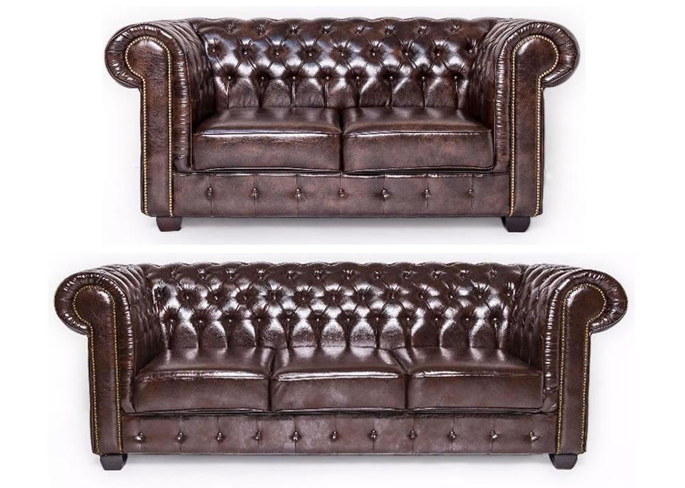 Brown leather chesterfield ...
