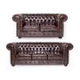 Brown leather chesterfield 2 piece sofa set