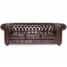 Antique Brown Chesterfield Leather 3 Seat Sofa - SD061