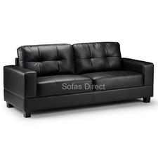 3 Seat Black Leather Sofa - SD124