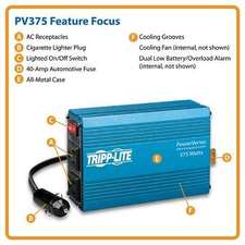  PowerVerter Ultra-Compact Car Inverter - 2 Outlets, 12V DC input, 120V AC output, 375 watts, 40A - PV375 at TigerDirect.com