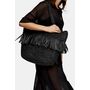  Black Straw Fringe Tote Bag