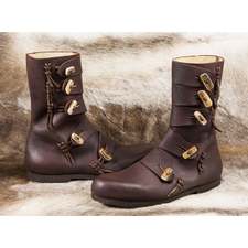  Viking Leather Shoes with Antler Buttons Boots Shoe image 0
