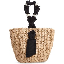 Isla Bahia Small Straw Basket, Main, color, BLACK