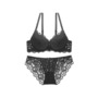 Womens Floral Lace Low Raise Underwire Push Up Bra Set Black 75A