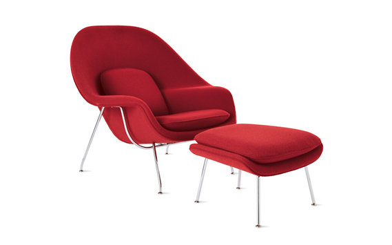 Womb™ Chair in Boucle Classic Fabric, Chrome Frame 