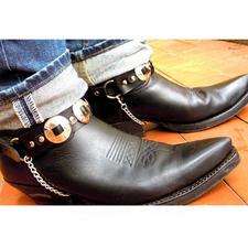 Cowboy Boots Leather Boot Straps with conchos and chains spurs image 0