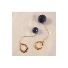Analium - Insertable Blue Crystal Orb with Gold Ring - For Him or Her