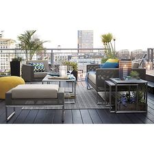 Dune Ottoman with Sunbrella® Taupe Cushion | Crate and Barrel