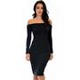 Bold Move Off The Shoulder Bodycon Midi Dress