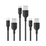 RAVPower (0.6m, 1m, 2m) 3-Pack USB Cable with Lightning Connector Black