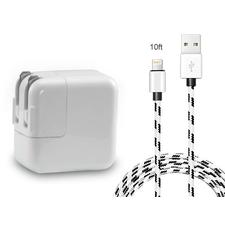 Charger, 12W 2.4A USB Wall Charger Foldable Portable Travel Plug with 10FT Braided Lightning Cable for iPhone X 8 8Plus 7 7Plus 6s 6sPlus 6 6Plus, iPad 4 Mini Air Pro, iPod