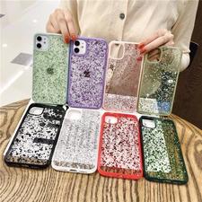 Gold foil Candy Color Frame Phone Case For iphone 11Pro XS Max Glitter Soft transparent Shockproof Back Cover
