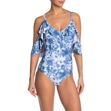  Ruffled Cold Shoulder One-Piece Swimsuit (Regular & Plus Size)