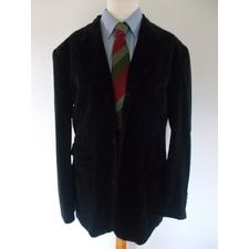 Vintage Italian black velvet jacket blazer with fine pinstripe image 0