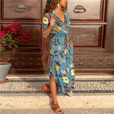Floral Print Summer Maxi Bohemian Beach Dress Elegant Party Dress