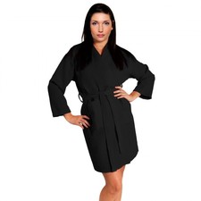 Ladies Black soft cotton Waffle weave Bathrobe Online  