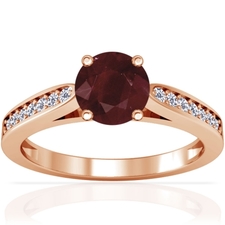 Round Shape Ruby Prong Set Ring With Round Diamonds (0.94cttw) (Item# R65092RB)