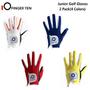 2 Pack Golf Gloves Junior Kids Youth Toddler Boys Girls Dura Feel White Blue Red Yellow Left Hand Right Hand