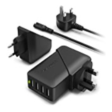 RAVPower 40W 4-Port USB Charger UK Black