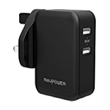 RAVPower 24W Dual Port Wall Charger UK Black