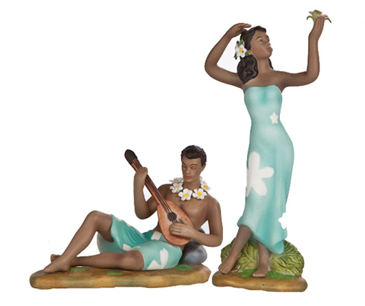 Ukulele Boy & Woman in Sarong