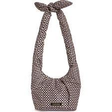 Mini Check Padded Hobo Bag, Main, color, TANNIN