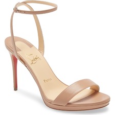  Loubi Queen Ankle Strap Sandal, Main, color, NUDE NAPPA