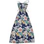 Women's Tropical Flow Long Halter Dress - Navy