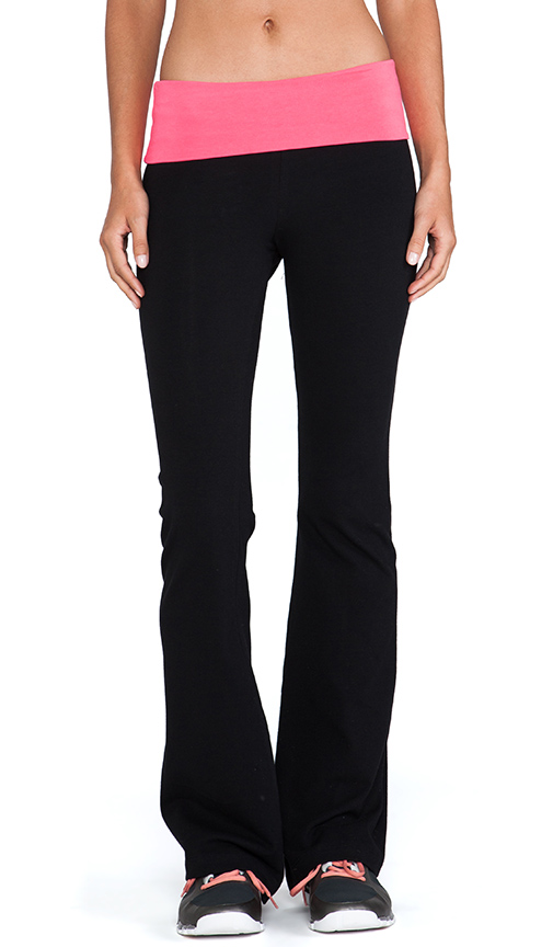 SOLOW Contrast Fold Over Pant in Black & Electric | REVOLVE